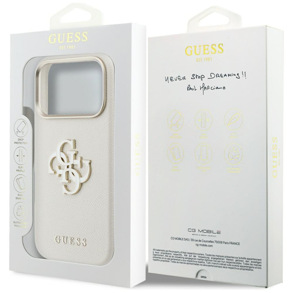 Case for Apple iPhone 17 Pro, Guess, Resin Logo, Beige