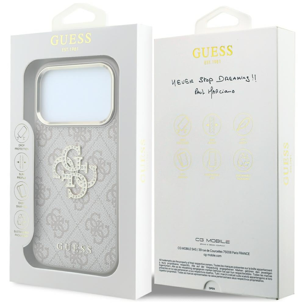 Case for Apple iPhone 18 Pro / 17 Pro, Guess, 4G Big Strass Logo, Pink