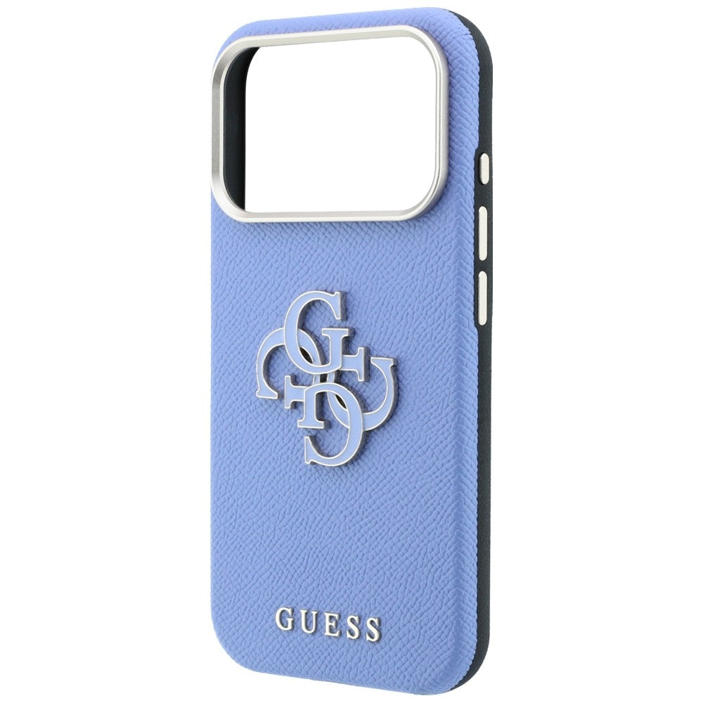 Case for Apple iPhone 18 Pro / 17 Pro, Guess, Grained Big Resin Logo, Blue