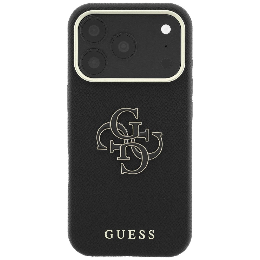 Case for Apple iPhone 18 Pro / 17 Pro, Guess, Grained Big Resin Logo, Black