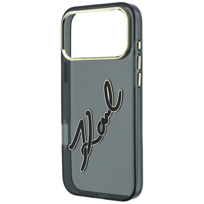 Case for Apple iPhone 18 Pro / 17 Pro, Karl Lagerfeld, IML Big Signature Resin Logo and Metal Frame, Black