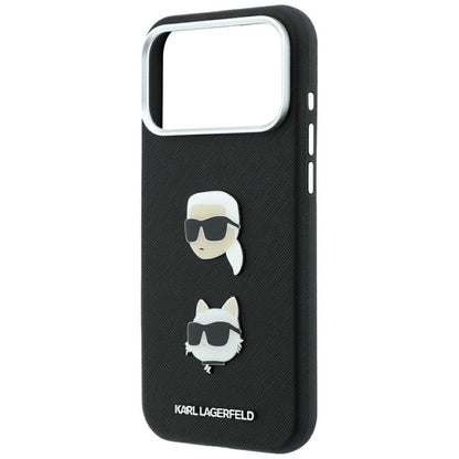 Case for Apple iPhone 18 Pro / 17 Pro, Karl Lagerfeld, Saffiano with Karl & Choupette Head's Pin and Logo, Black