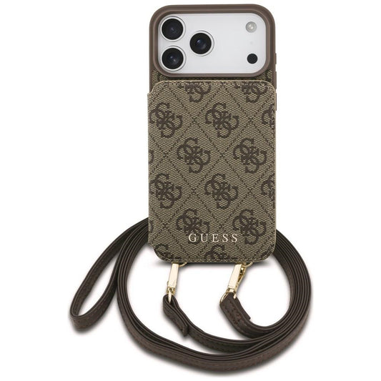 Case for Apple iPhone 18 Pro Max / 17 Pro Max, Guess, 4G Crossbody Cardslot, Brown