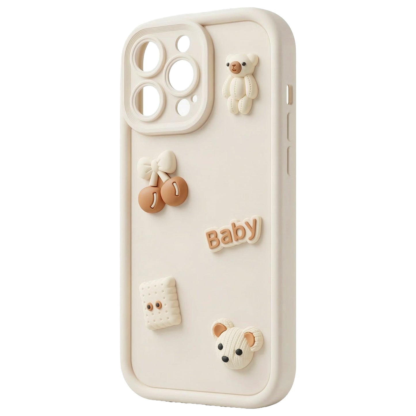Case for Apple iPhone 16 Pro, OEM, Ultra Trendy 3D Bear, Beige
