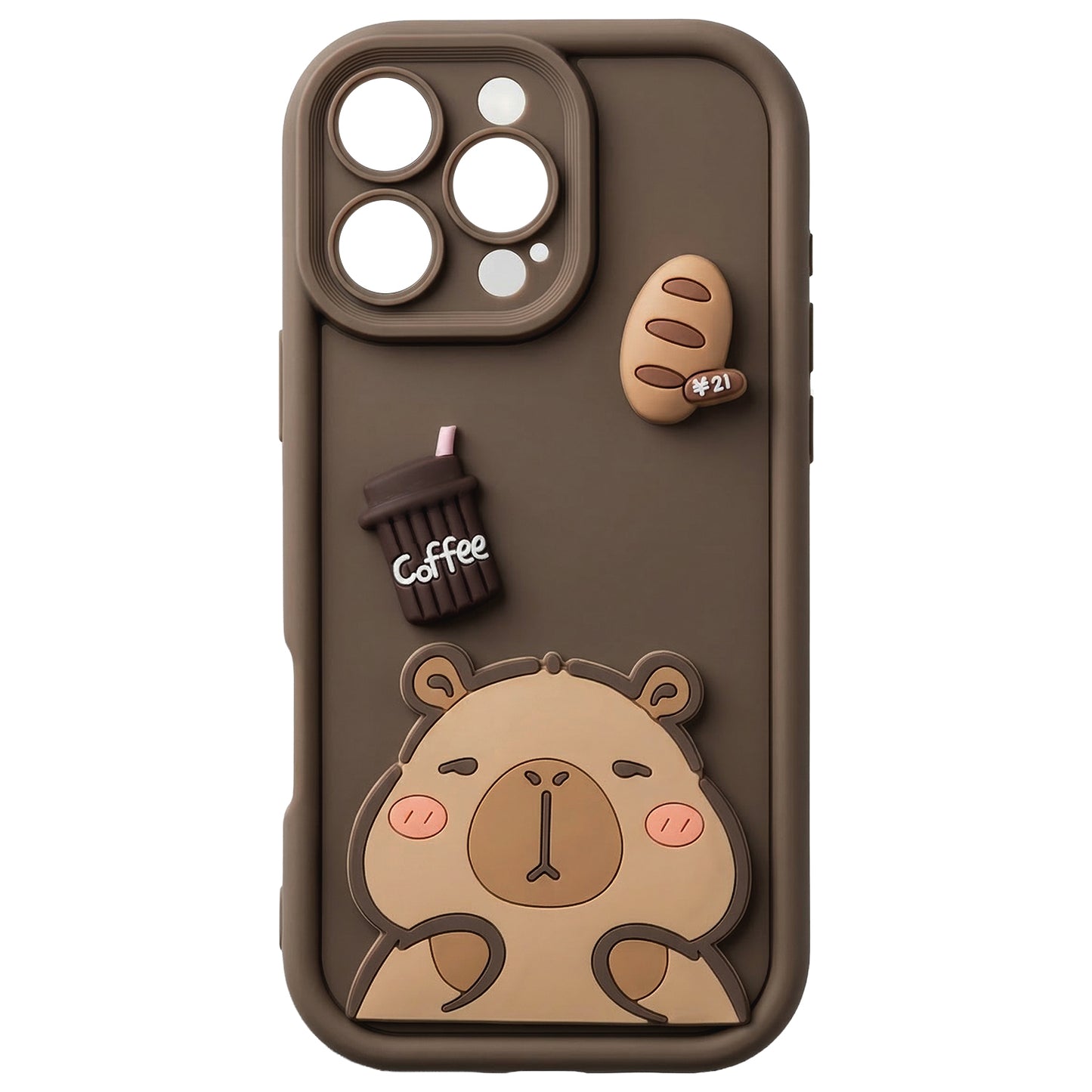 Case for Apple iPhone 12, OEM, Ultra Trendy 3D Capybara, Brown