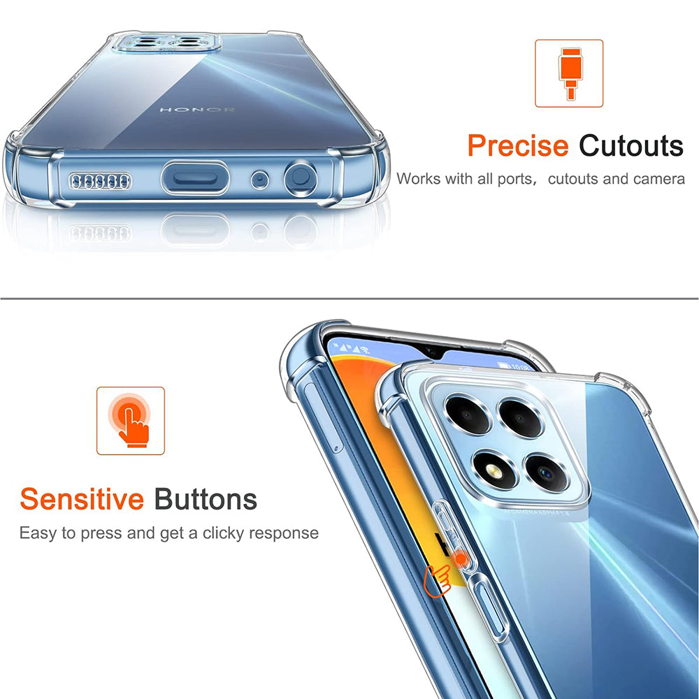 Case for Honor 70 Lite / X6 / X8 5G, Techsuit, Shockproof Clear, Transparent