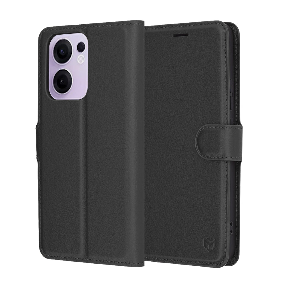 Case for Oppo Reno13 FS 5G / Reno13 F 4G / Reno13 F, Techsuit, Leather Folio, Black