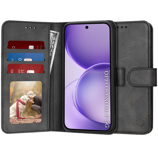 Case for Oppo Reno16 F / Reno16 FS, Techsuit, Diary Book, Black