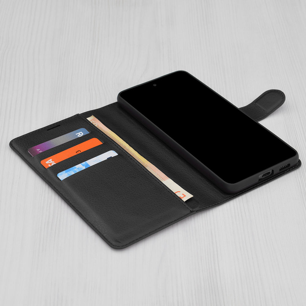 Case for Samsung Galaxy A55 5G A556, Techsuit, Leather Folio, Black