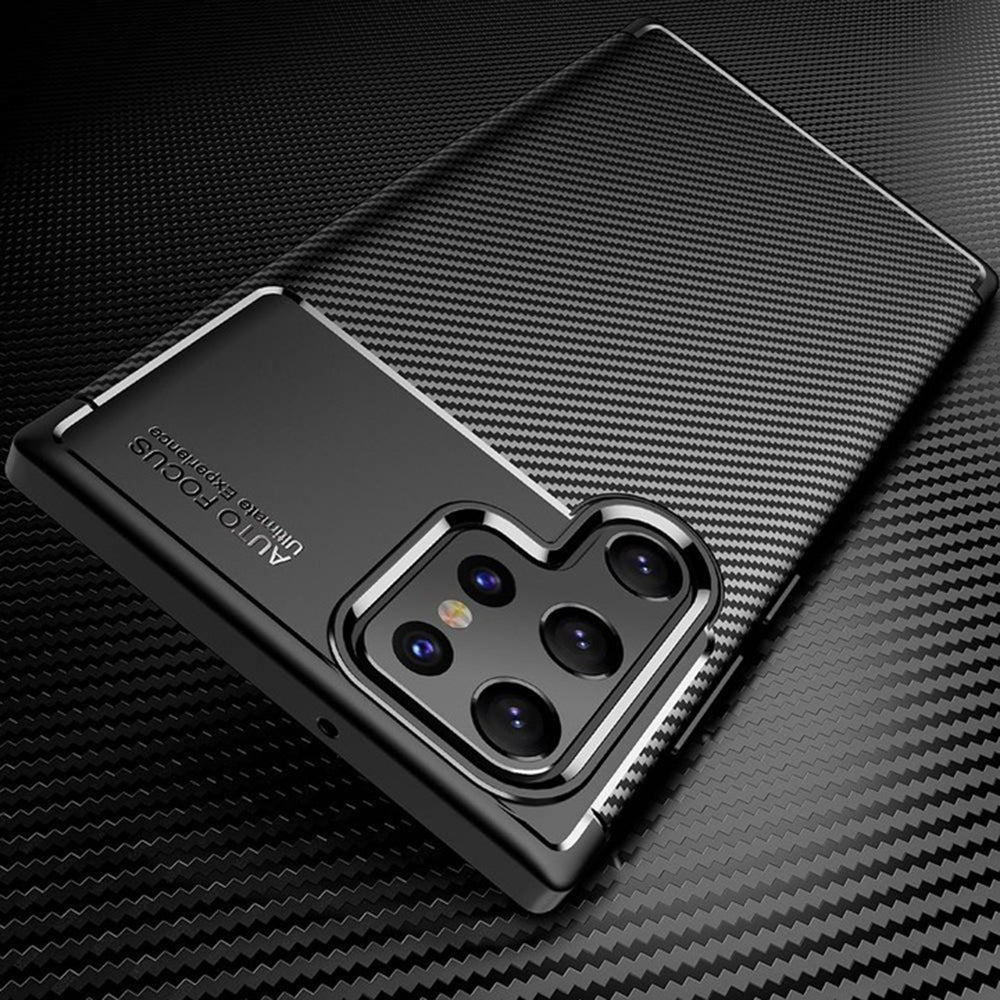 Case for Samsung Galaxy S22 Ultra 5G S908, Techsuit, CarbonFiber, Black