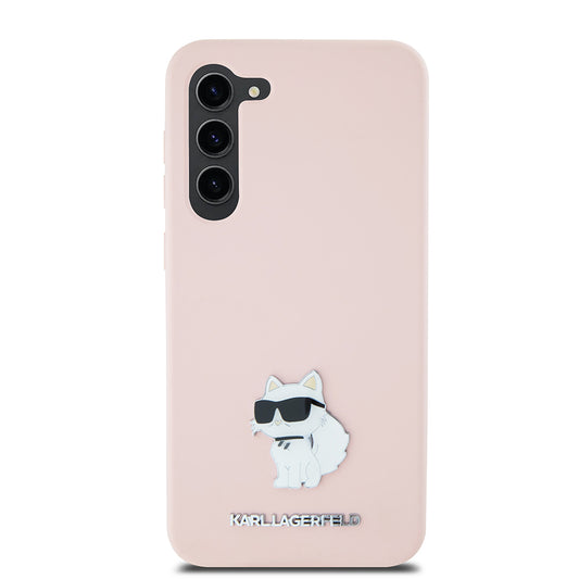 Case for Samsung Galaxy S23 S911, Karl Lagerfeld, Silicone Choupette Metal, Pink
