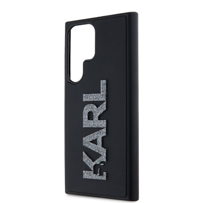 Case for Samsung Galaxy S23 Ultra S918, Karl Lagerfeld, 3D Rubber Glitter Logo, Black