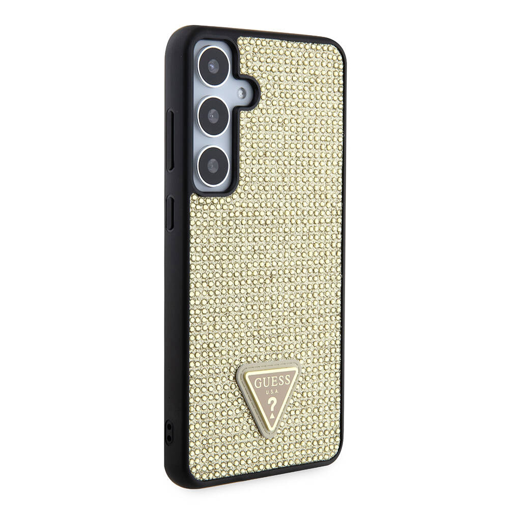 Case for Samsung Galaxy S24+ S926, Guess, Rhinestone Triangle Logo, Gold