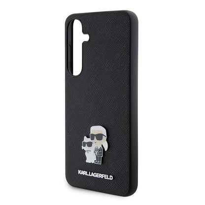 Case for Samsung Galaxy S24+ S926, Karl Lagerfeld, Saffiano Karl & Choupette Metal, Black