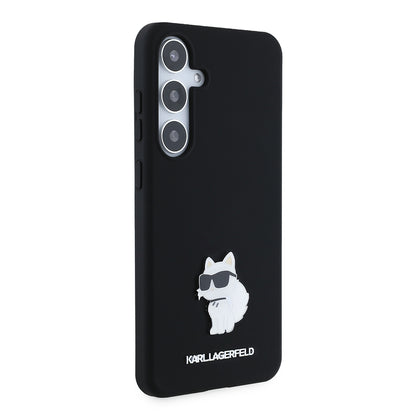 Case for Samsung Galaxy S24+ S926, Karl Lagerfeld, Silicone Choupette Metal, Black