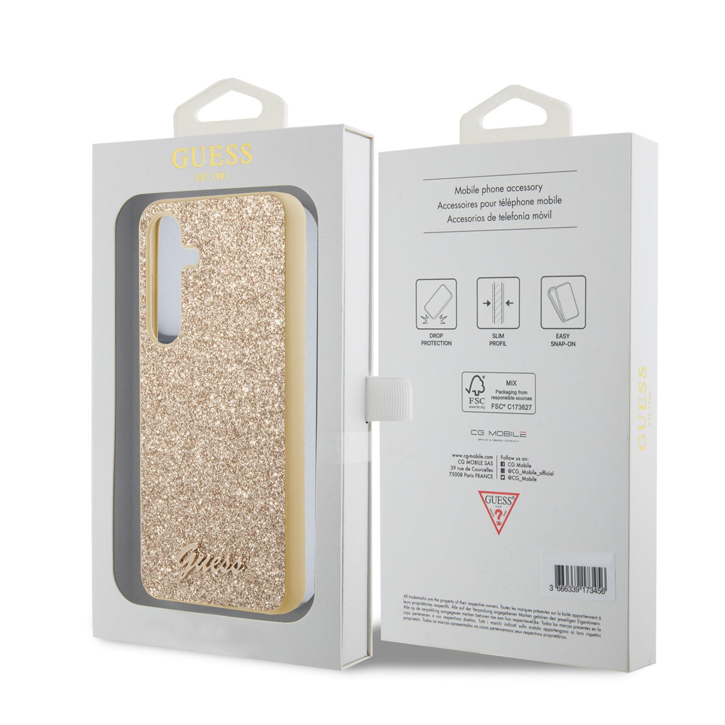 Case for Samsung Galaxy S24 S921, Guess, Glitter Script, Gold