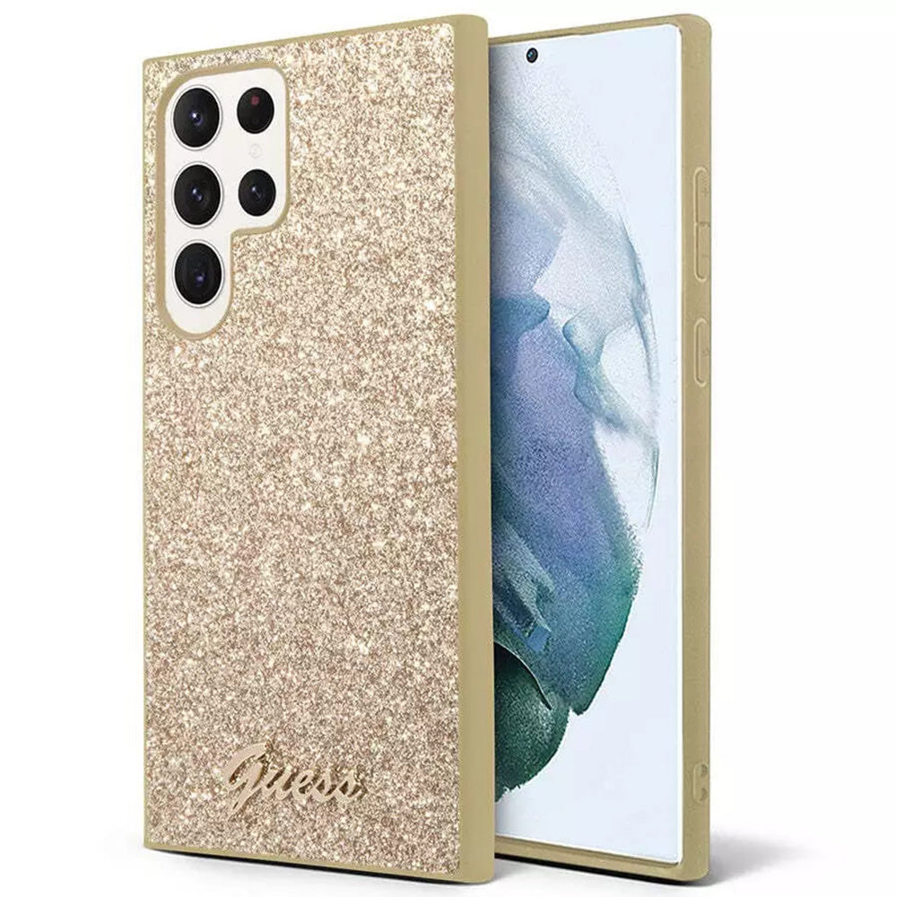 Case for Samsung Galaxy S24 Ultra S928, Guess, Glitter Script, Gold