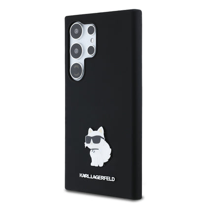 Case for Samsung Galaxy S24 Ultra S928, Karl Lagerfeld, Silicone Choupette Metal, Black