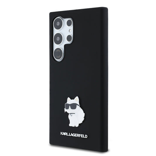 Case for Samsung Galaxy S24 Ultra S928, Karl Lagerfeld, Silicone Choupette Metal, Black