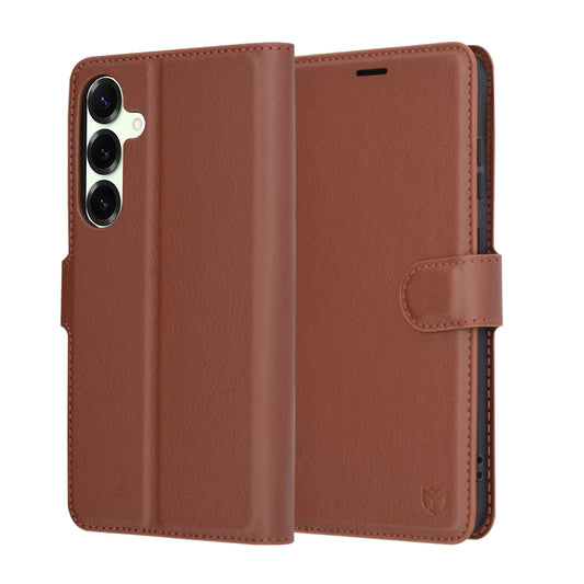 Case for Samsung Galaxy S25+ S936, Techsuit, Leather Folio, Brown