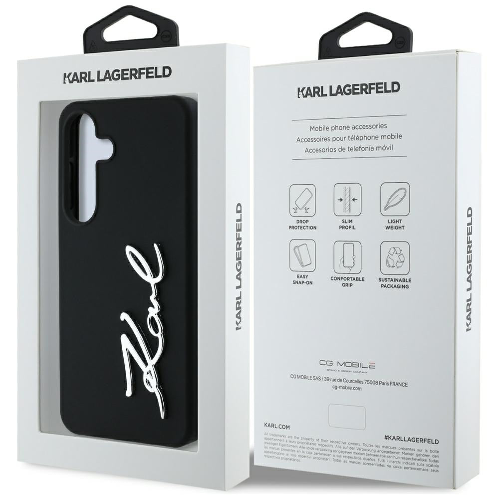 Case for Samsung Galaxy S25 S931, Karl Lagerfeld, Silicone Sign Metal Logo, Black