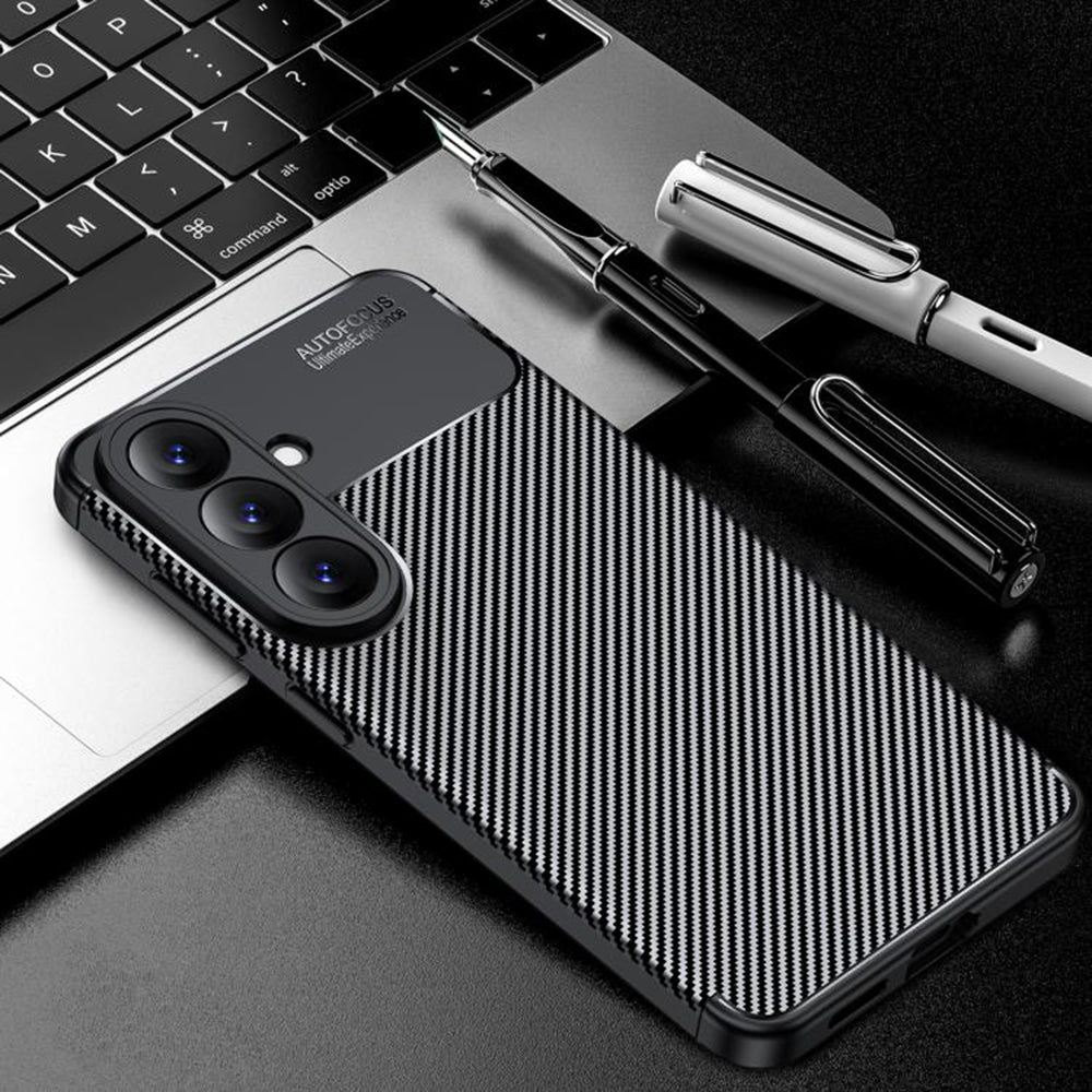 Case for Samsung Galaxy S26 Plus, Techsuit, CarbonFiber, Black