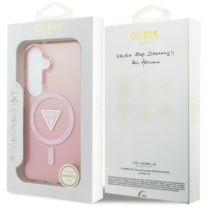 MagSafe Case for Samsung Galaxy S26 S942, Guess, IML Gradient Triangle Logo, Pink