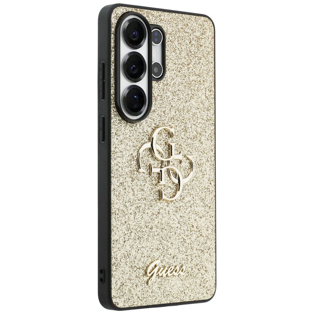 Case for Samsung Galaxy S26 Ultra S948, Guess, Fixed Glitter Big 4G Metal Frame, Gold