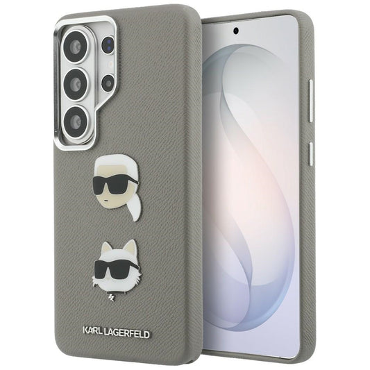 Case for Samsung Galaxy S26 Ultra S948, Karl Lagerfeld, Saffiano Karl & Choupette's Head Pin, Grey