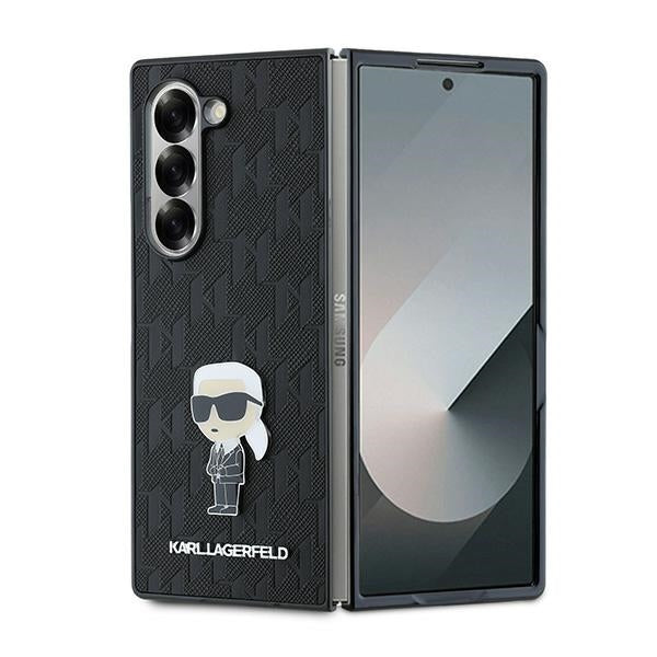 Case for Samsung Galaxy Z Fold6 F956, Karl Lagerfeld, Saffiano Monogram Ikonik, Black