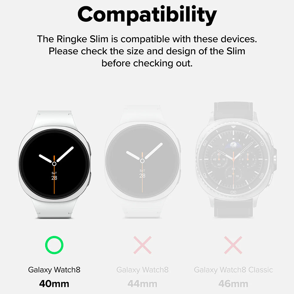 Ringke Slim Case for Samsung Galaxy Watch8 40mm, Set of 2, Matte Black
