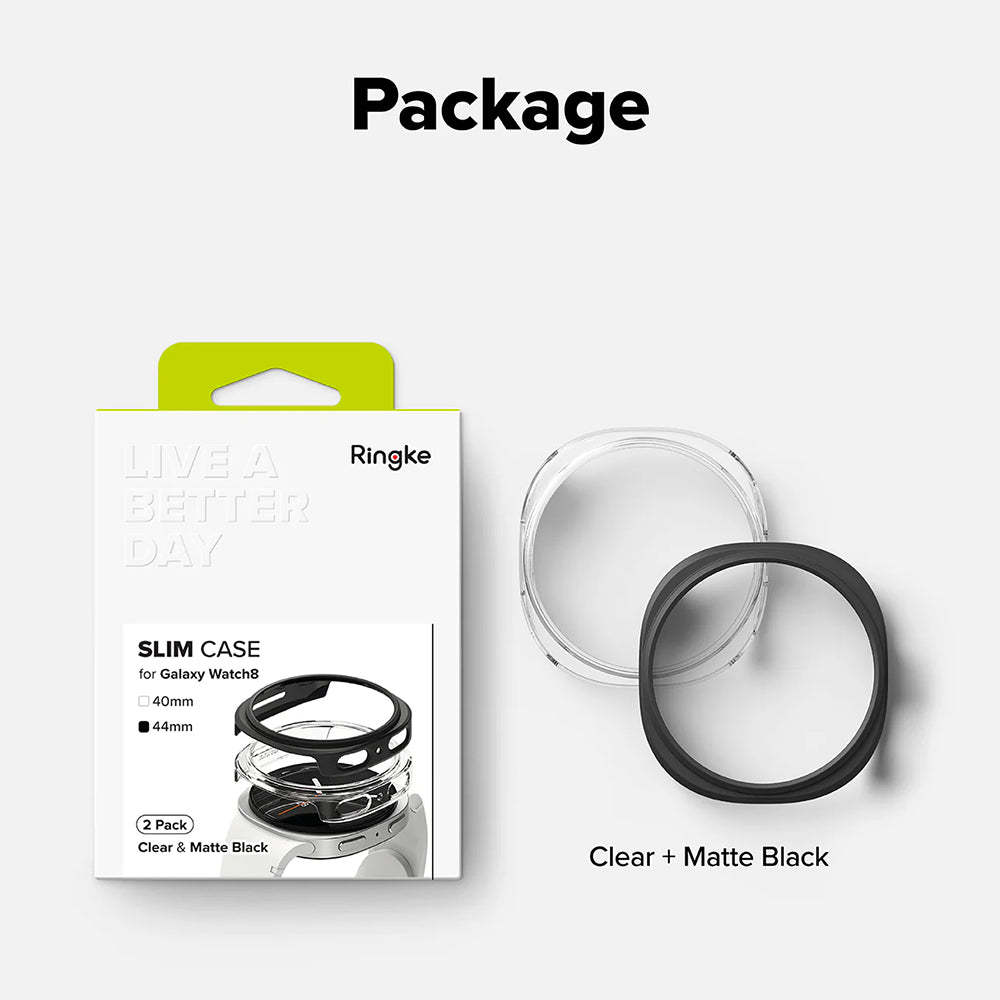 Ringke Slim Case for Samsung Galaxy Watch8 44mm, Set of 2, Matte Black