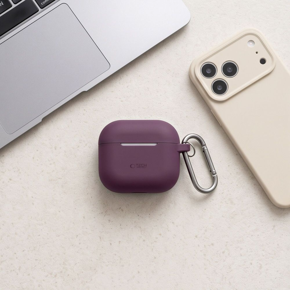 Tech-Protect Silicone Hook Case for Apple AirPods 4 / AirPods 5, Burgundy