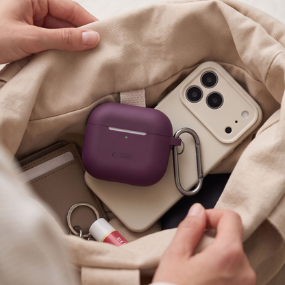 Tech-Protect Silicone Hook Case for Apple AirPods 4 / AirPods 5, Burgundy