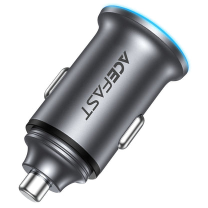 Acefast B15 Car Charger, 65W, 3.25A, 1 X USB-A - 1 x USB-C, Gray