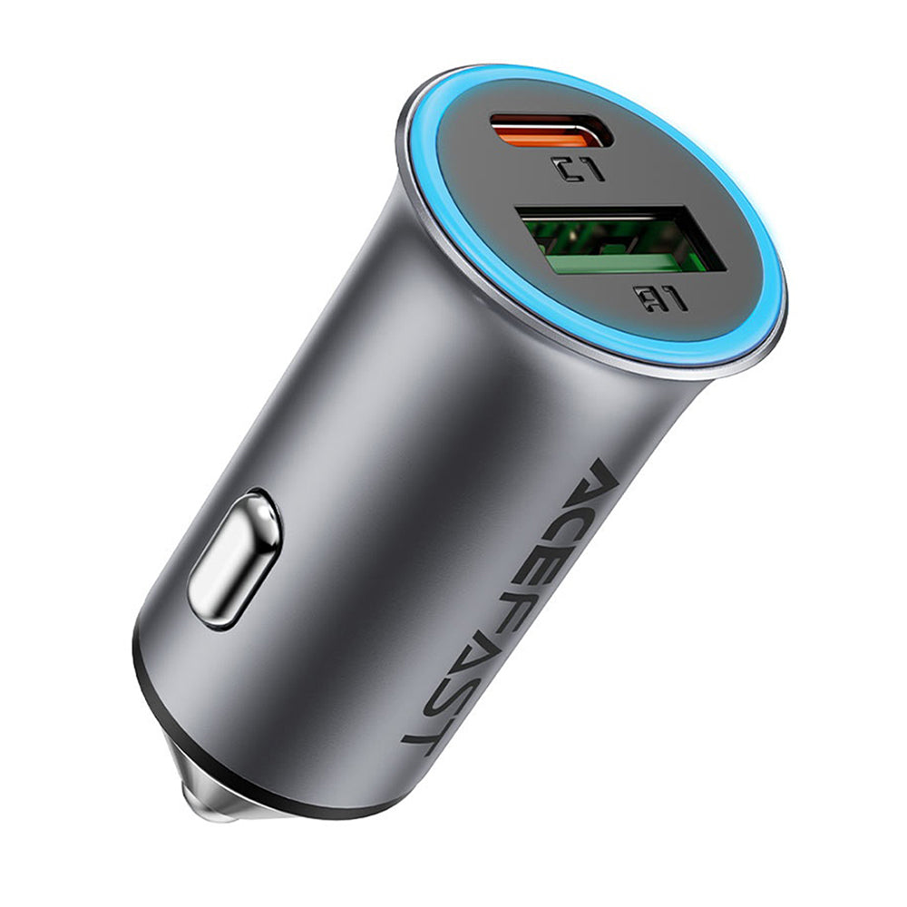 Acefast B16 Car Charger, 95W, 3.25A, 1 x USB-A - 1 x USB-C, Gray