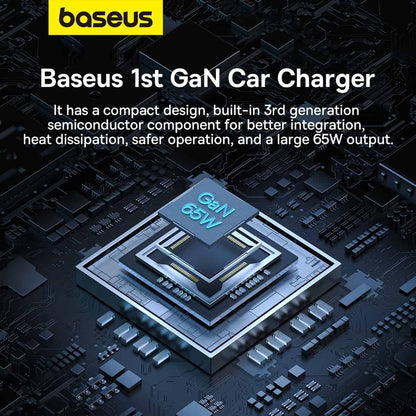 Baseus Golden Contactor Pro Car Charger, 65W, 3A, 1 x USB-A - 2 x USB-C, Gray C00035202841-00
