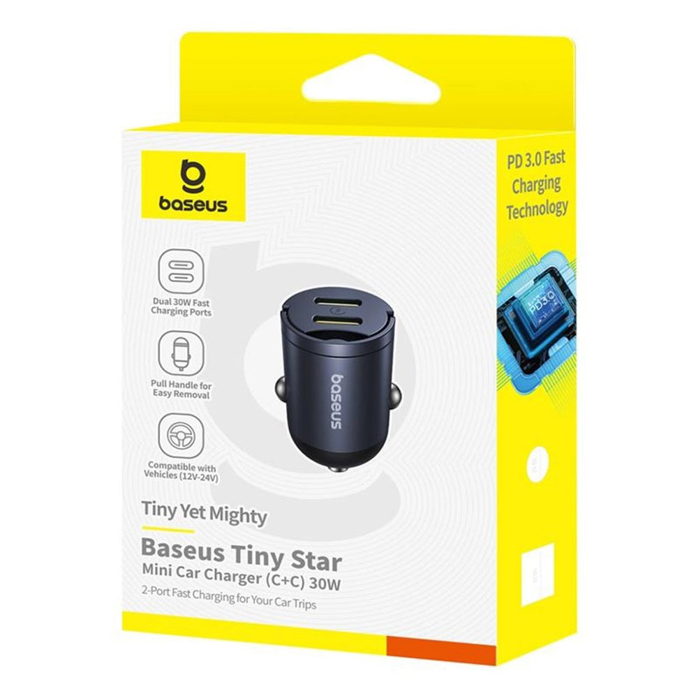Baseus Tiny Star Car Charger, 30W, 3A, 2 x USB-C, Black C00035001121-03