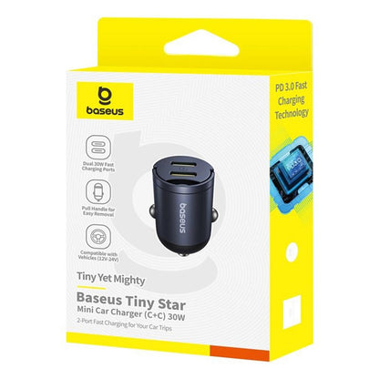 Baseus Tiny Star Car Charger, 30W, 3A, 2 x USB-C, Black C00035001121-03