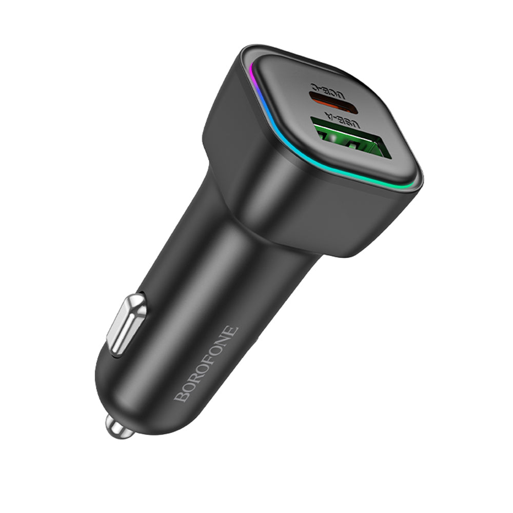 Borofone BZ28A Trophie Car Charger, 30W, 3A, 1 x USB-A - 1 x USB-C, Black