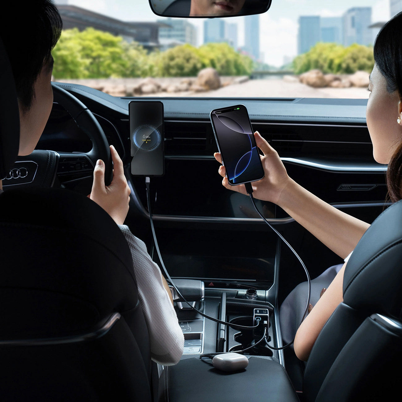 Car Charger With USB-C Cable Cuktech CC903P Display, 100W, 5A, 1 x USB-A - 1 x USB-C, Gray