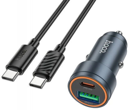 Car Charger with USB-C Cable HOCO Z57A, 30W, 3A, 1 x USB-A - 1 x USB-C, Gray