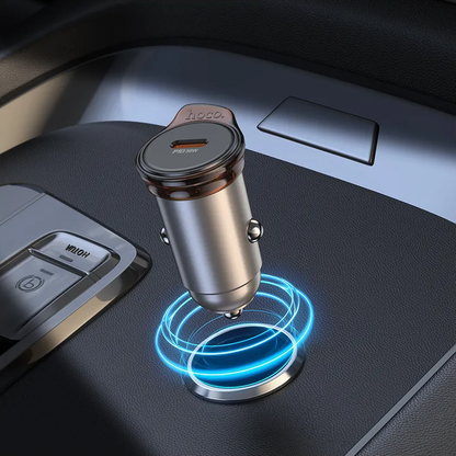 Car Charger with Lightning Cable HOCO NZ16, 30W, 3A, 1 x USB-C, Gray