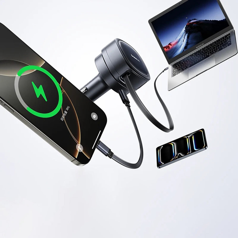 Car Charger with USB-C Cable Baseus PrimeTrip VR1, 60W, 3A, 1 x USB-A - 1 x USB-C, Black C00069001121-00