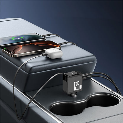 Car Charger with USB-C / Lightning Cable Yesido Y71 Display, 125W, 3A, 1 x USB-A - 1 x USB-C, Black