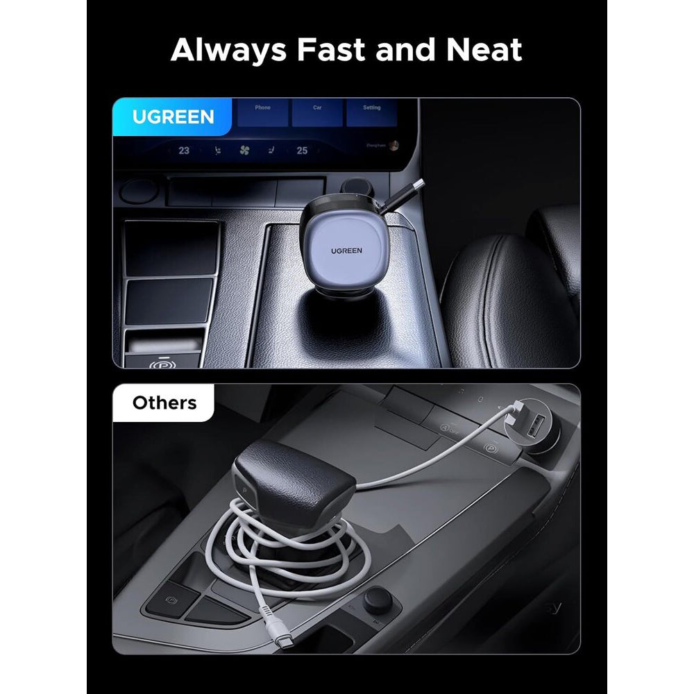 UGREEN EC601 Car Charger with USB-C Cable, 75W, 3A, 1 x USB-A - 1 x USB-C, Grey