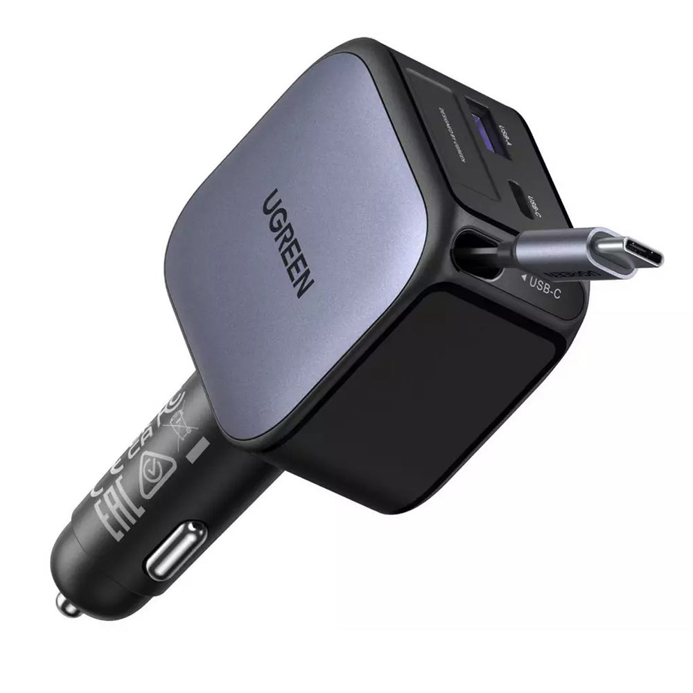 UGREEN EC603 Car Charger with USB-C Cable, 90W, 3A, 1 x USB-A - 1 x USB-C, Gray