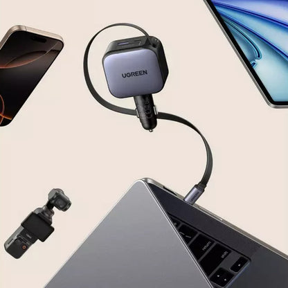 UGREEN EC603 Car Charger with USB-C Cable, 90W, 3A, 1 x USB-A - 1 x USB-C, Gray