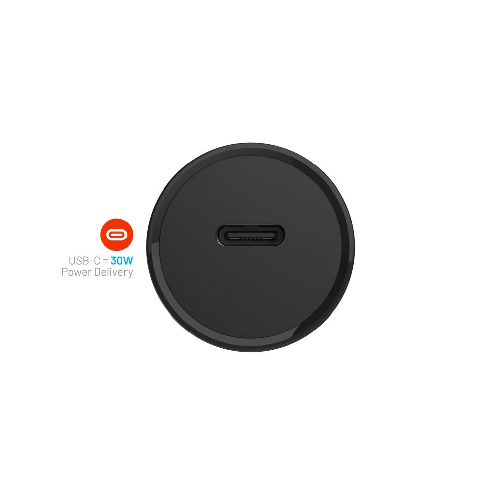 Fixed Auto Charger, 30W, 3A, 1 x USB-C, Black