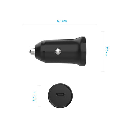 Fixed Auto Charger, 30W, 3A, 1 x USB-C, Black
